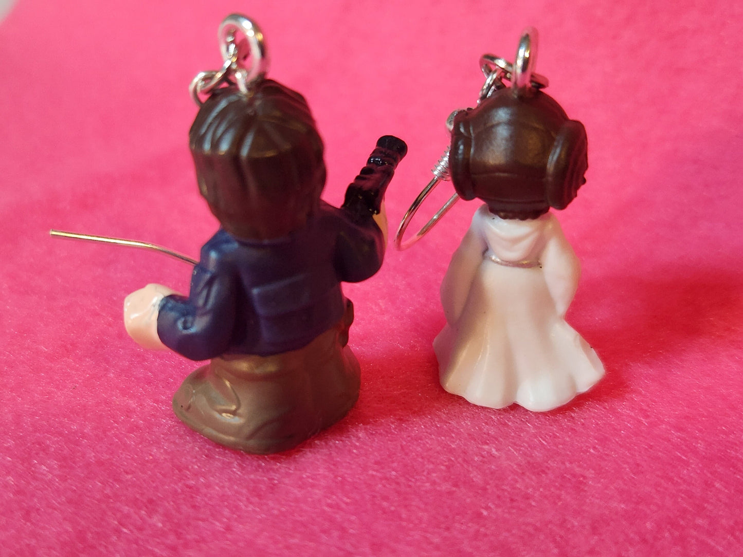 Han & Leia Dangle Earrings - Star Wars Pods Figure Toy Jewelry - Han Solo Leia Organa - Cute Couple Jewelry - Geek Fashion - Upcycled Toys