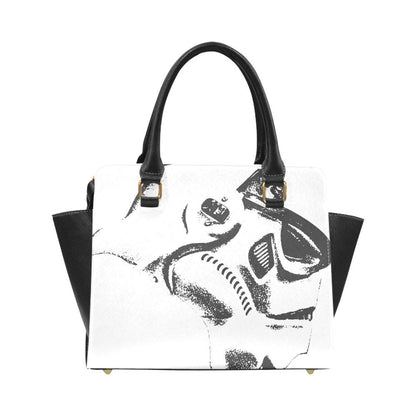 Stormtrooper Helmet Art Handbag with Removable/Adjustable Shoulder Strap - Star Wars Inspired Purse - Hand Bag - Top Handle - White & Black