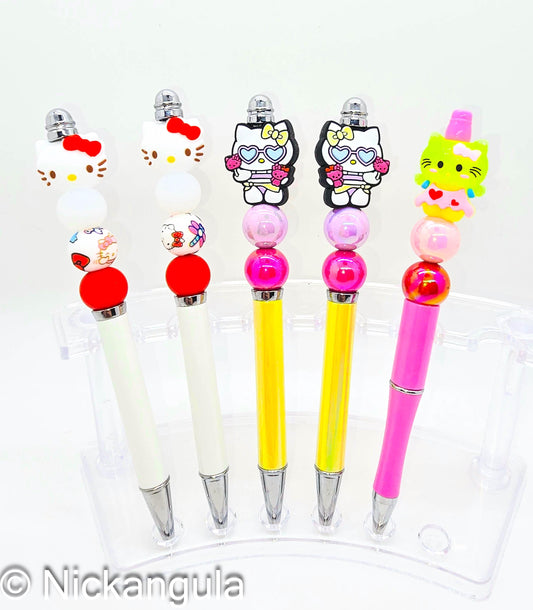 Hello Kitty Inspired Fancy Beaded Ballpoint Pen - Sanrio Inspired Beadable Pens