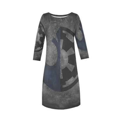 Galactic Duality Rhea Loose Round Neck Dress - Star Wars Inspired Fashion - Empire Rebellion 501st Star Wars Wedding May 4th - 3/4 Sleeves