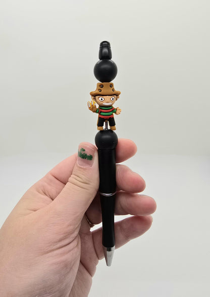 Freddy Beaded Ballpoint Pen - Freddy Krueger Nightmare on Elm Street Inspired Beadable Pens - Silicone Beads & Plastic Pen