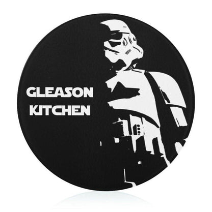 Can Personalize - 7.9" Tall Dark & Stormy Tempered Glass Cutting Board - Star Wars Imperial Stormtrooper Inspired Kitchen Accessories Empire