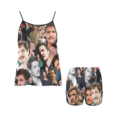 Pedro Pascal Women's Spaghetti Strap Tank Top and Shorts Pajama Loungewear Set - Sleepwear PJ's Lounge Sleep - Celeb Crush Inspired Pajamas