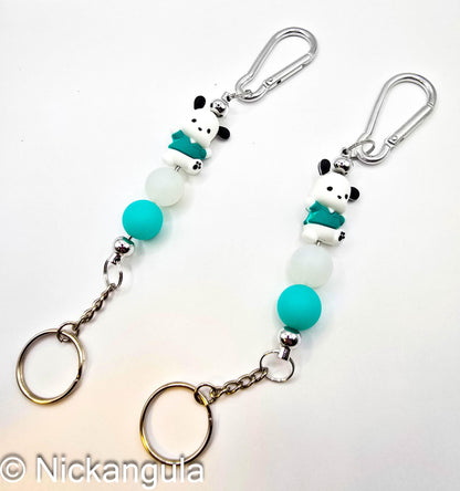 Pompompurin or Pochacco Dogs Beaded Keychains on Carabiner - Cute Purse Decoration - Stocking Stuffer Gift Idea - Keyring - Sanrio Inspired Bag Charm