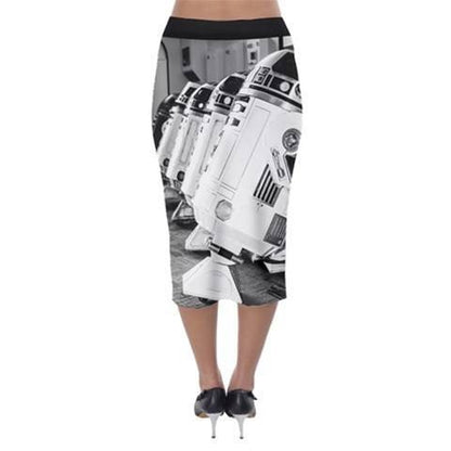 Droid Line Bodycon Midi Pencil Skirt - Star Wars Inspired Fashion - Black and White - R2-D2 - Droids - Artoo - Star Wars Celebration 2019