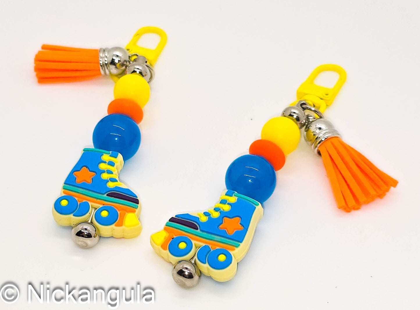 Blue Roller Skate Bag Charms - Roller Derby Inspired Purse Decoration - Handbag Charm - Roller Skating - Roller Skater Gift - Leather Tassel