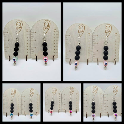 5 Color Options - Eyeball Beaded Spike Bar Dangle Earrings - Goth Punk Horror Drop Earring- Eye Ball Jewelry Creepy