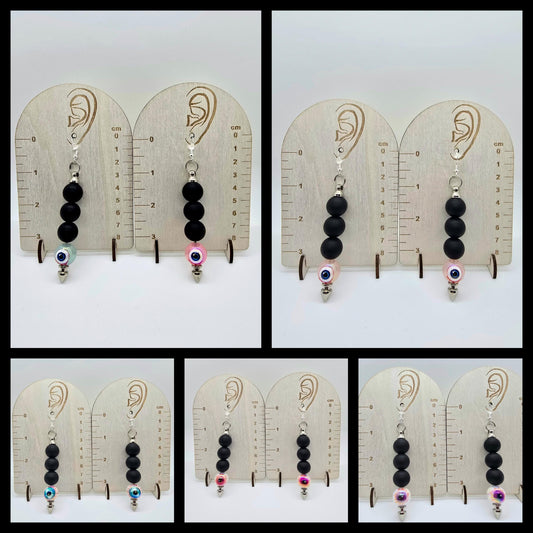 5 Color Options - Eyeball Beaded Spike Bar Dangle Earrings - Goth Punk Horror Drop Earring- Eye Ball Jewelry Creepy