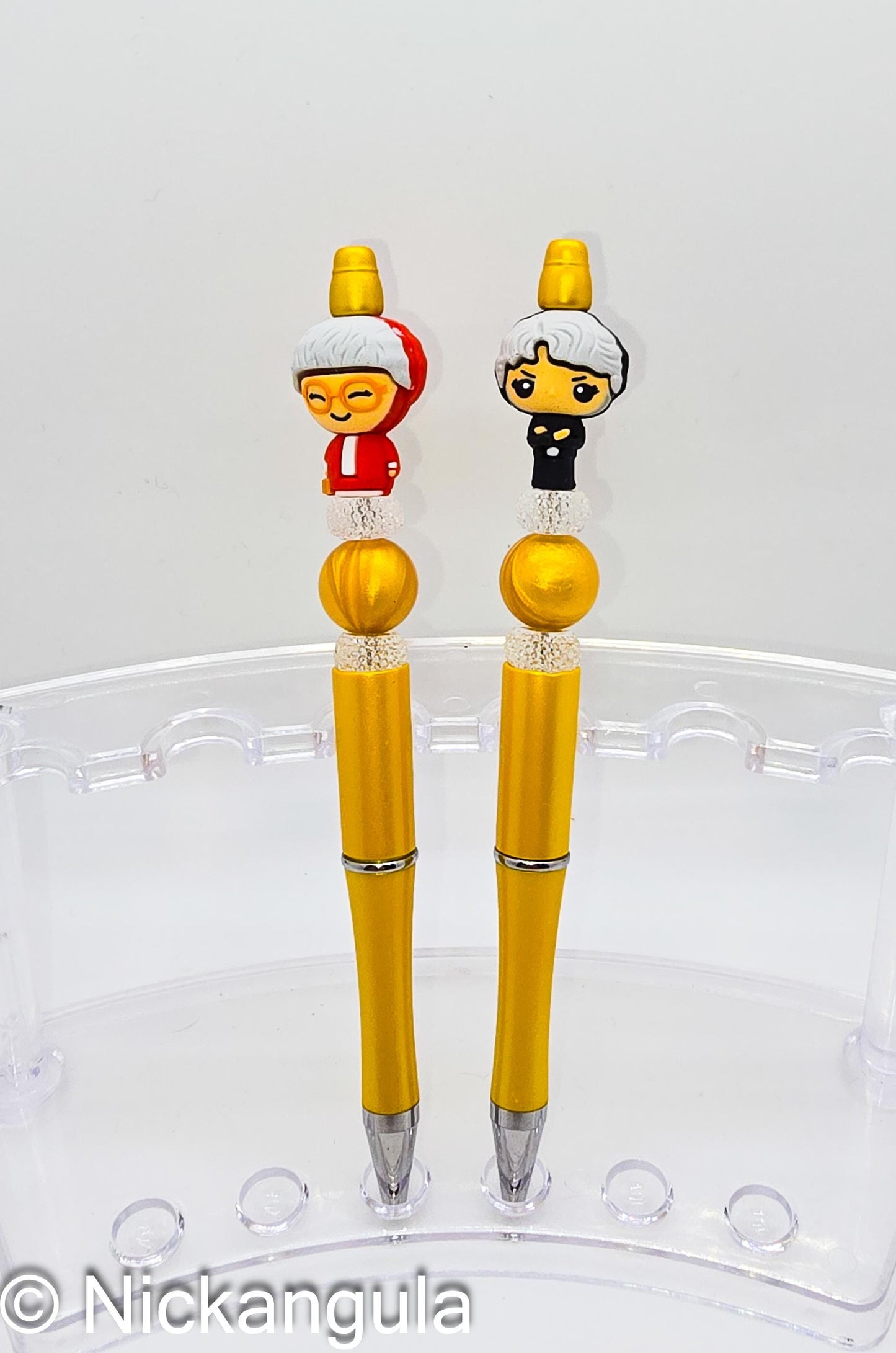 Golden Girls Beaded Ballpoint Pens w Black Ink - Silicone Acrylic Beads Plastic Pen - 90's Classic Sitcom TV Shows Sophia Dorothy Nostalgia