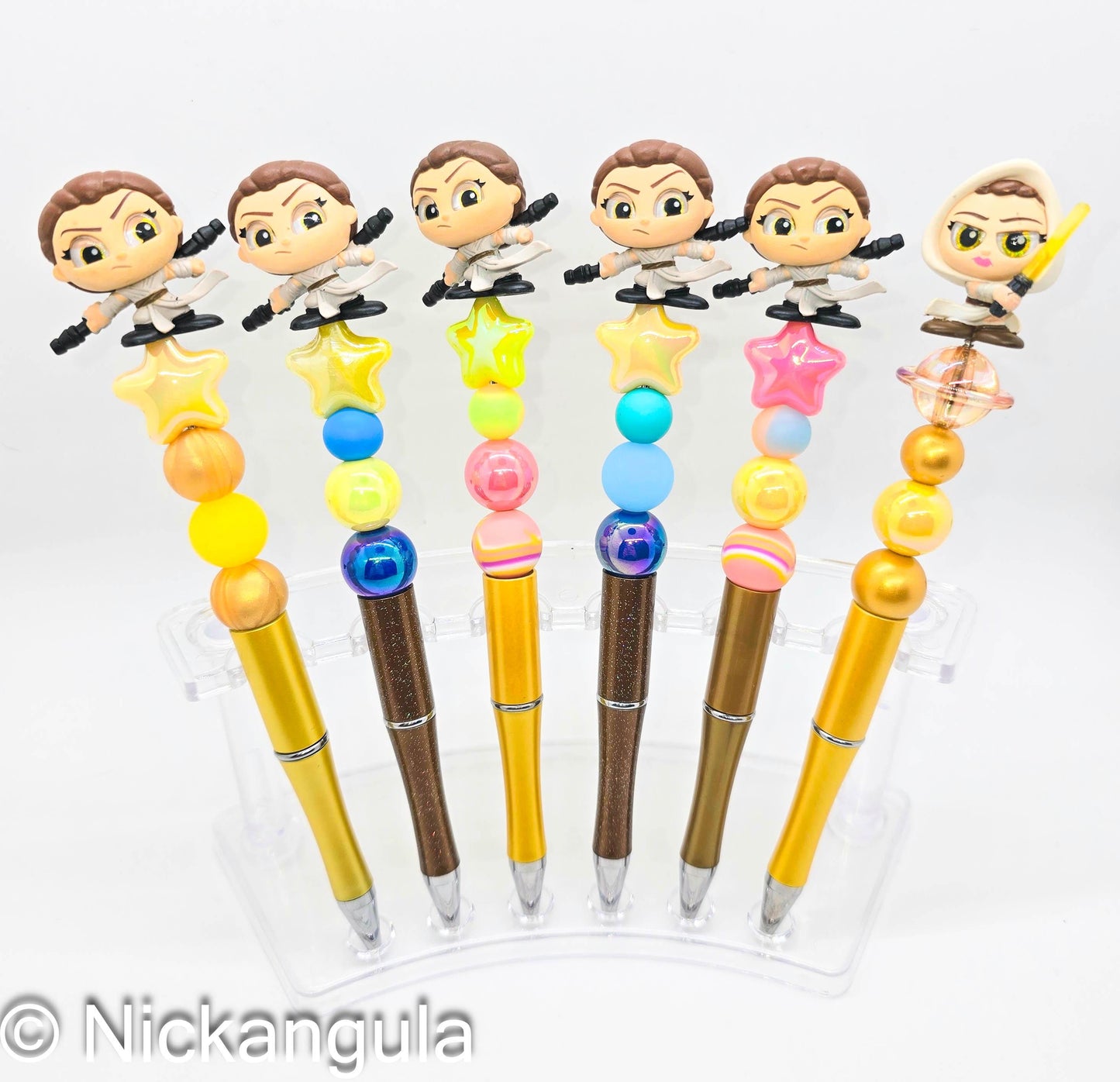 Rey Beaded Ballpoint Pens - Star Wars Inspired Character Beadable Ballpoint Pens - Silicone and Acrylic Beads, Plastic Pen