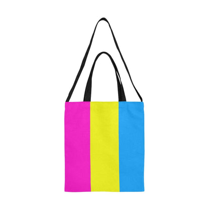 Pan Stripes Medium Hand & Shoulder Strap Tote Bag - Shoulder Strap Purse - Pansexual Pride - Pink Yellow Blue - LGBTQIA+