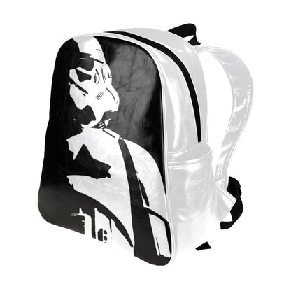 Tall Dark & Stormie Stormtrooper Backpack - Star Wars Inspired Fashion Accessories - White Black - PU Leather Bag - School College Gift