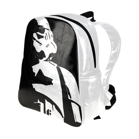 Tall Dark & Stormie Stormtrooper Backpack - Star Wars Inspired Fashion Accessories - White Black - PU Leather Bag - School College Gift
