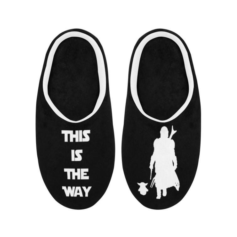 Women's This Is The Way Mando & The Child Non-Slip Cotton Slippers - Star Wars Grogu Baby Yoda Inspired Fashion - House Slippers Mandalorian