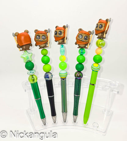 Ewok Wicket W. Warrick Beaded Ballpoint Pens - Star Wars Inspired Character Beadable Ballpoint Pens - Silicone and Acrylic Beads Plastic Pen