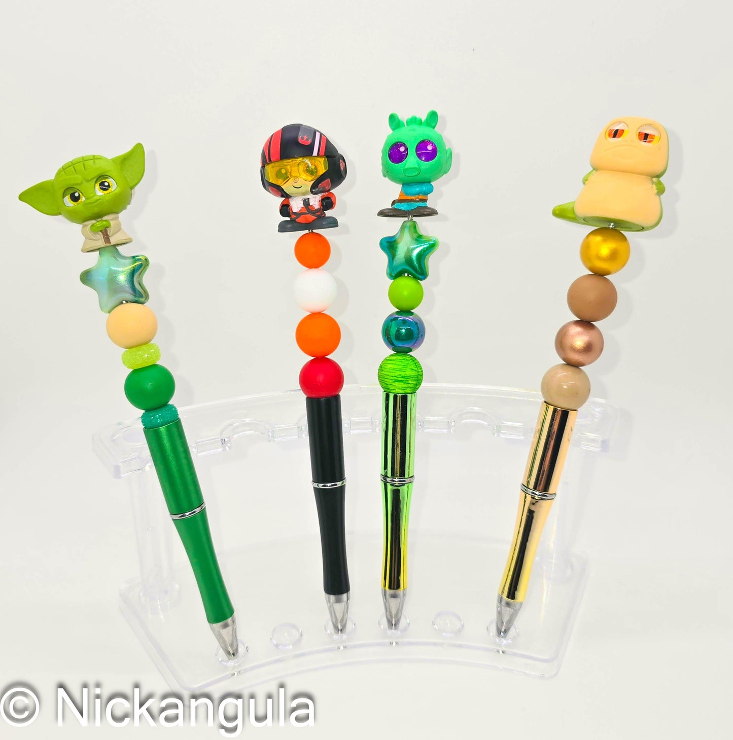 Yoda, Poe Dameron, Greedo, or Jabba Beaded Ballpoint Pens - Star Wars Inspired Character Beadable Pens - Silicone Acrylic Beads Plastic Pen