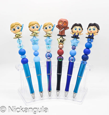 Guys of The Galaxy Beaded Ballpoint Pens - Star Wars Inspired Character Refillable Beadable Pen - Luke Skywalker Han Solo Chewbacca Chewie