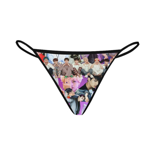 BTS Collage G-String - K-Pop Inspired Fashion- Sexy Thong Underwear - Panties - Lingerie - Jin Jimin Jung Kook JHope RM V Suga - Purple
