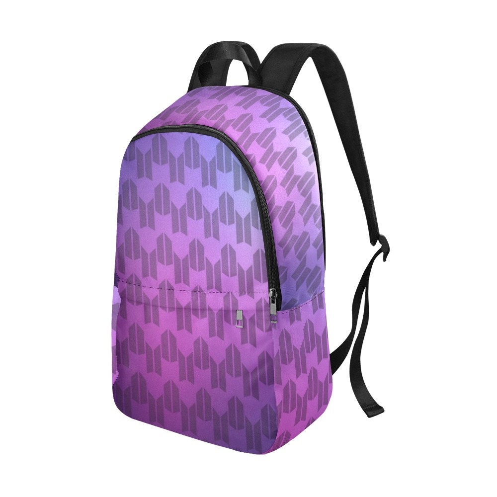 Personalized Option BTS & ARMY Logos Fabric Backpack - K-Pop Inspired School Accessories - Add Name or Text - Bangtan - Purple - BTS Bag