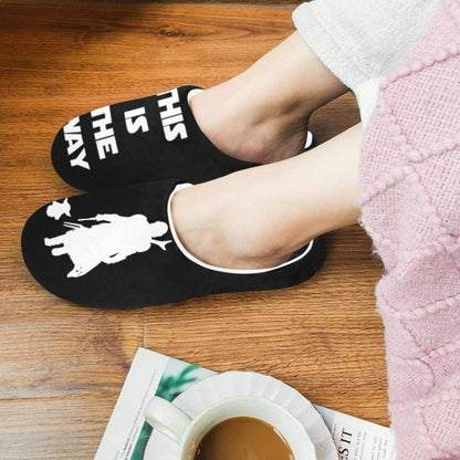 Women's This Is The Way Mando & The Child Non-Slip Cotton Slippers - Star Wars Grogu Baby Yoda Inspired Fashion - House Slippers Mandalorian