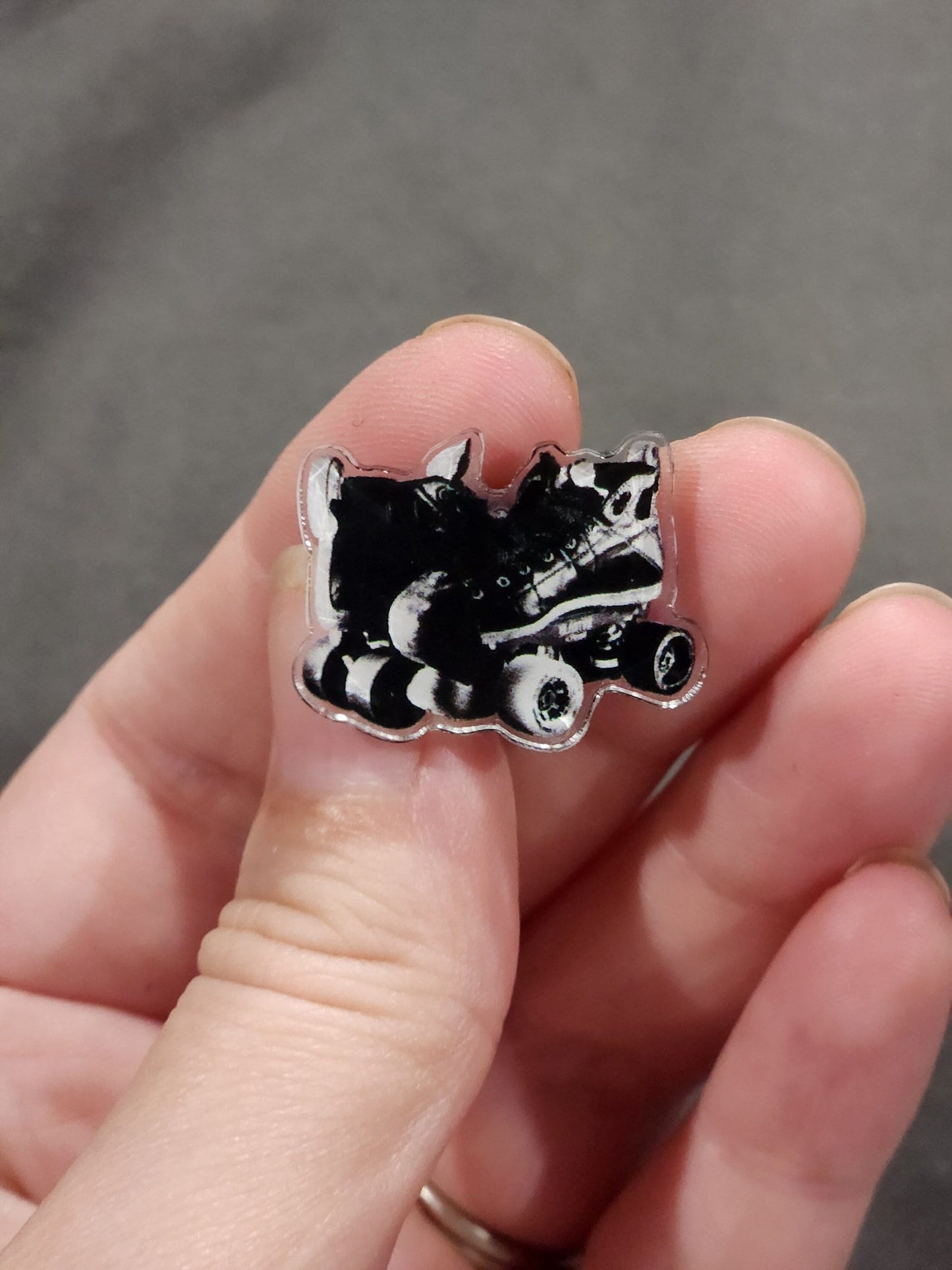 Limited Run! 1" Acrylic Roller Derby Skates Pin - Roller Girl Gift - Skate Bag Decor - Black & White Design - Skating