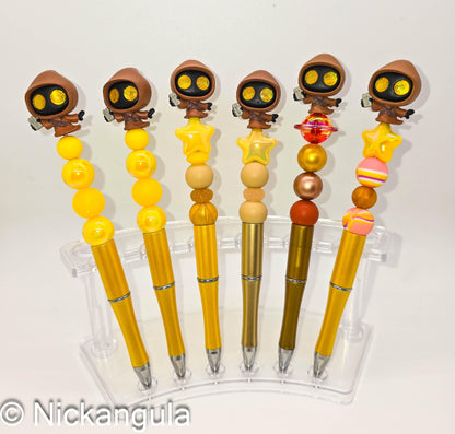 Jawa Beaded Ballpoint Pens - Star Wars Inspired Character Beadable Ballpoint Pens - Silicone and Acrylic Beads, Plastic Pen - Jawas