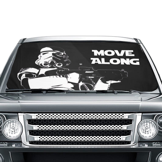 2 Design Options: Stormtrooper 58"x29" Car Sun Shade Umbrella - Star Wars Inspired Car Accessories - Foldable Windshield Cover - Move Along