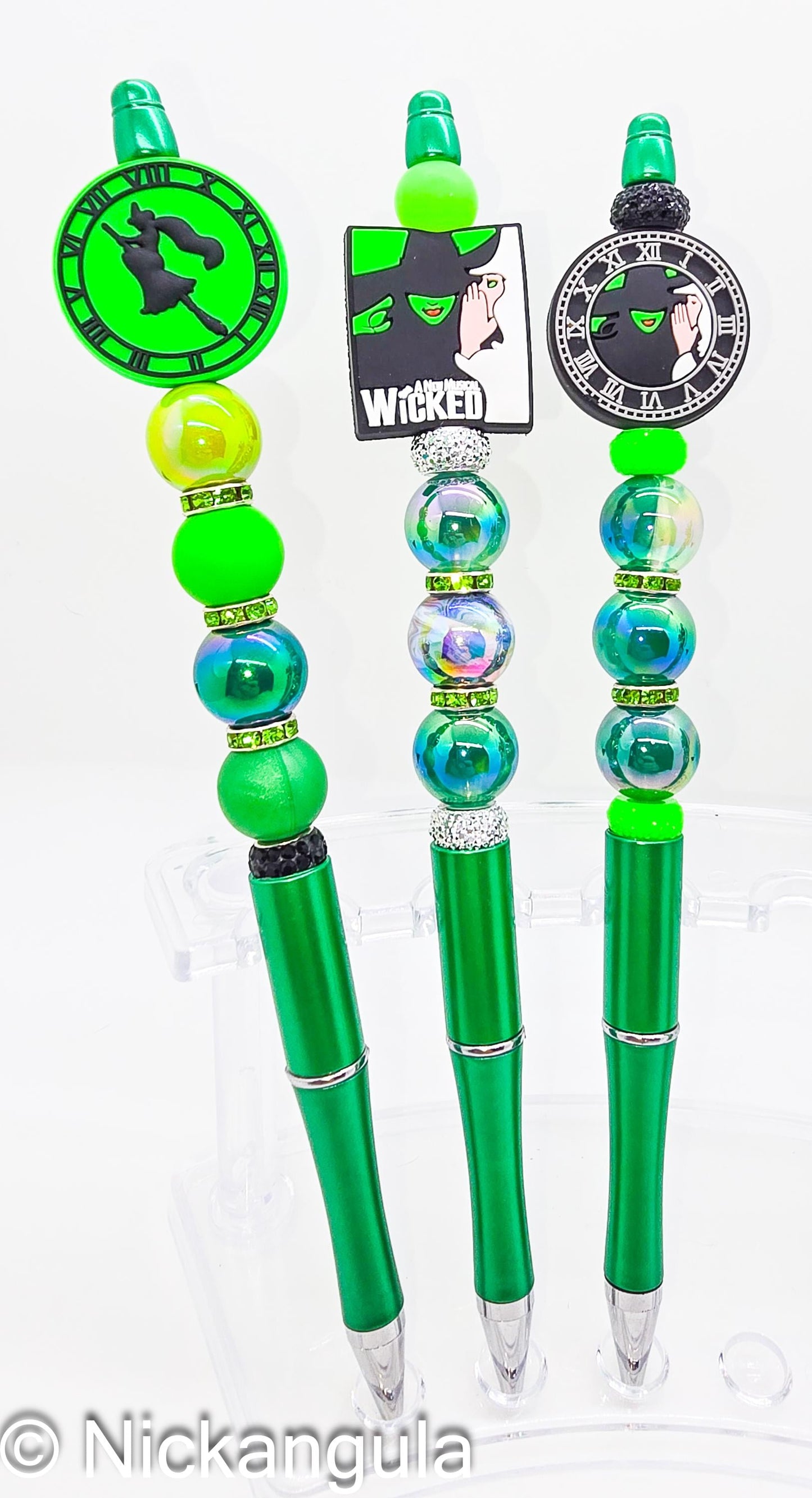 Wicked Beaded Ballpoint Pens - Oz Inspired Beadable Pens - Silicone Beads and Plastic Pen - Elphaba & Glinda - Stocking Stuffer Gift
