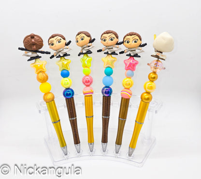 Rey Beaded Ballpoint Pens - Star Wars Inspired Character Beadable Ballpoint Pens - Silicone and Acrylic Beads, Plastic Pen
