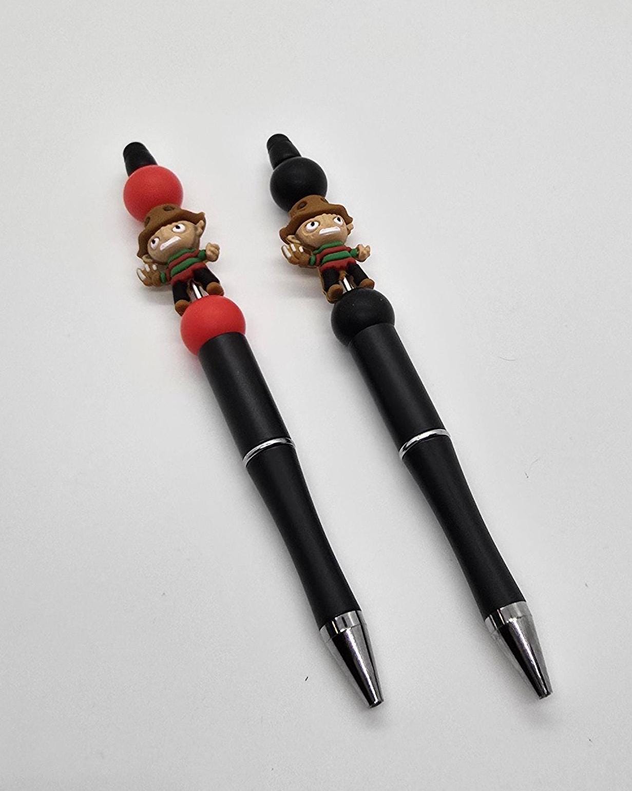 Freddy Beaded Ballpoint Pen - Freddy Krueger Nightmare on Elm Street Inspired Beadable Pens - Silicone Beads & Plastic Pen