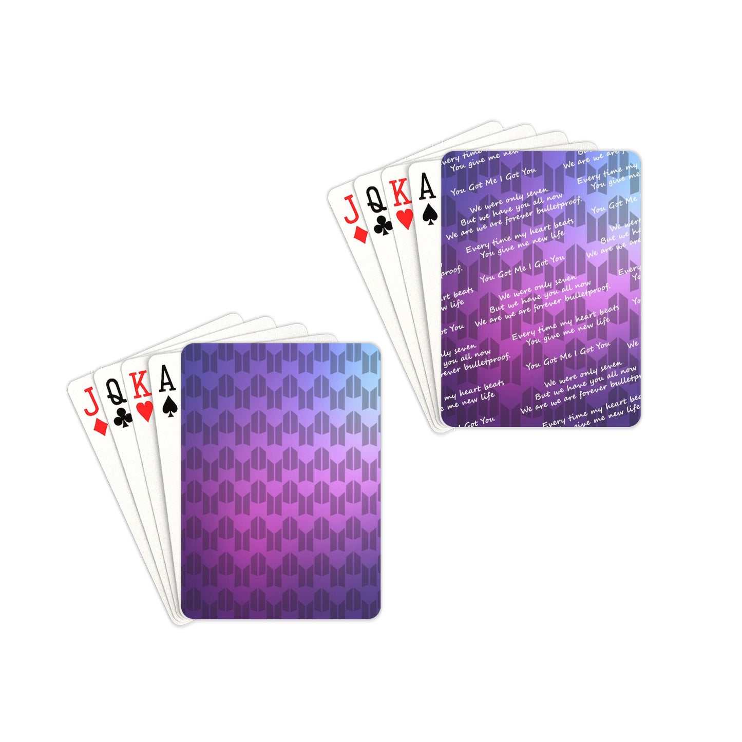 BTS ARMY Symbols Print Playing Cards - 2 Designs - 54 Deck Standard Playing Cards - K-Pop Inspired Gift - Games - Purple - Lyrics