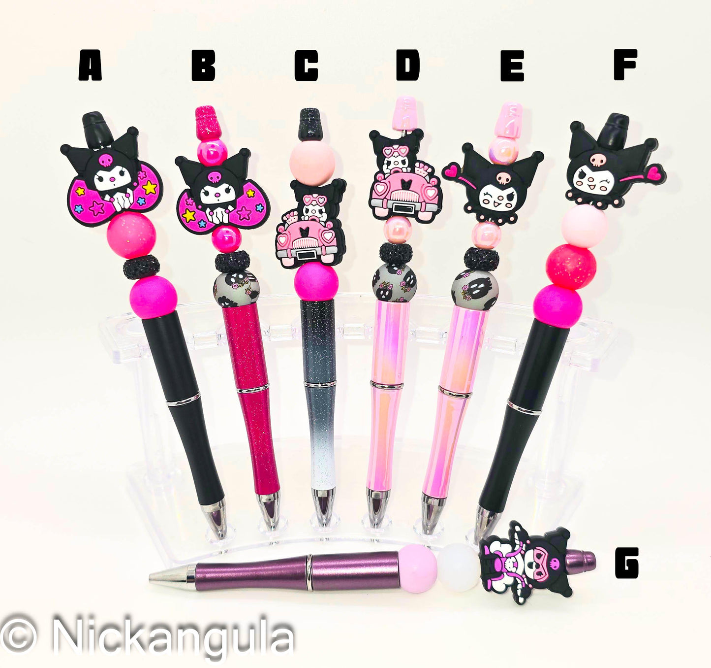 Kuromi Fancy Beaded Ballpoint Pen - Sanrio Cartoon Character Inspired Beadable Pens