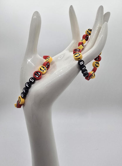 2 Piece Set DP & Logan Inspired BFF Friendship Bracelets - Clay and Plastic Letter Beads - Elastic - Superhero Jewelry