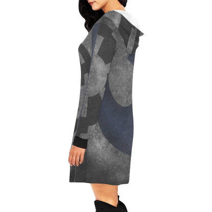 Galactic Duality Allover Print Women's Pullover Hoodie Dress- Star Wars Inspired Hooded Sweatshirt -Empire Rebellion - Imperial Rebel