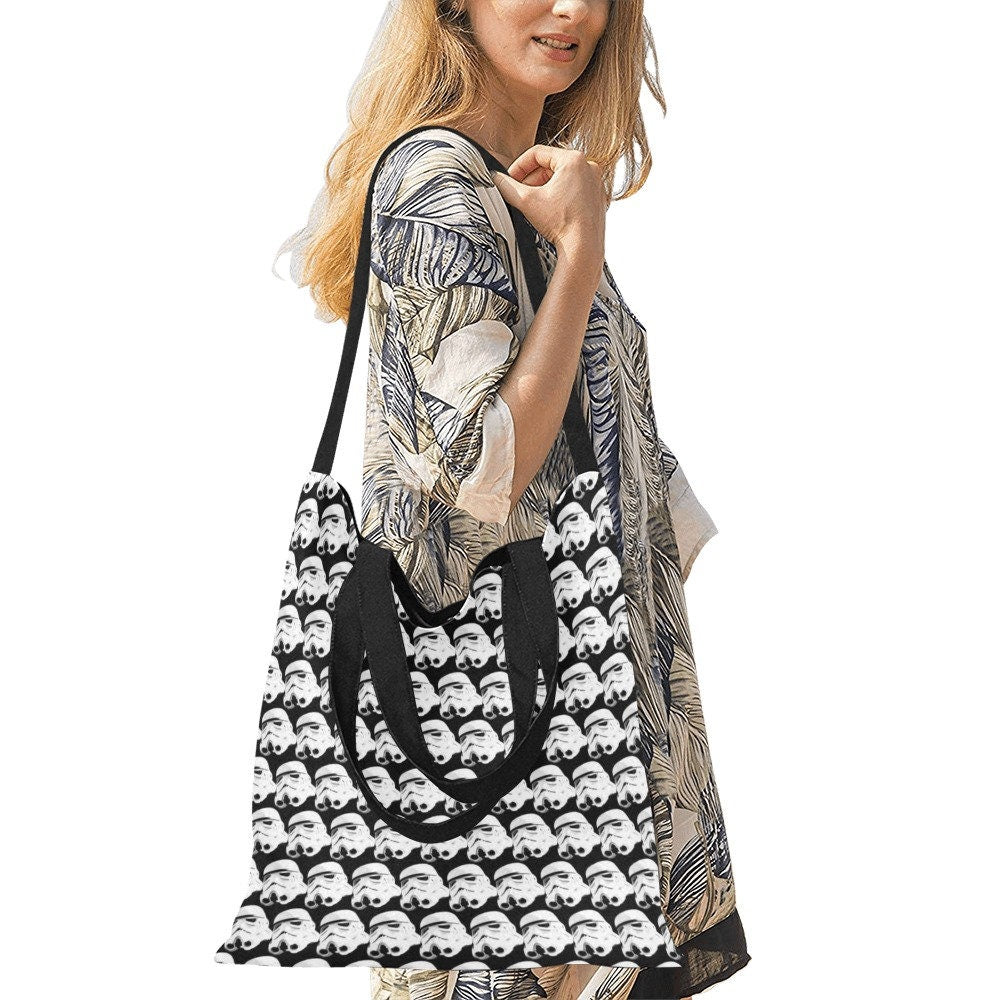 Stormtrooper Helmets Medium Hand & Shoulder Strap Tote Bag - Shoulder Strap Purse - Star Wars Inspired Fashion Accessories - School Supplies