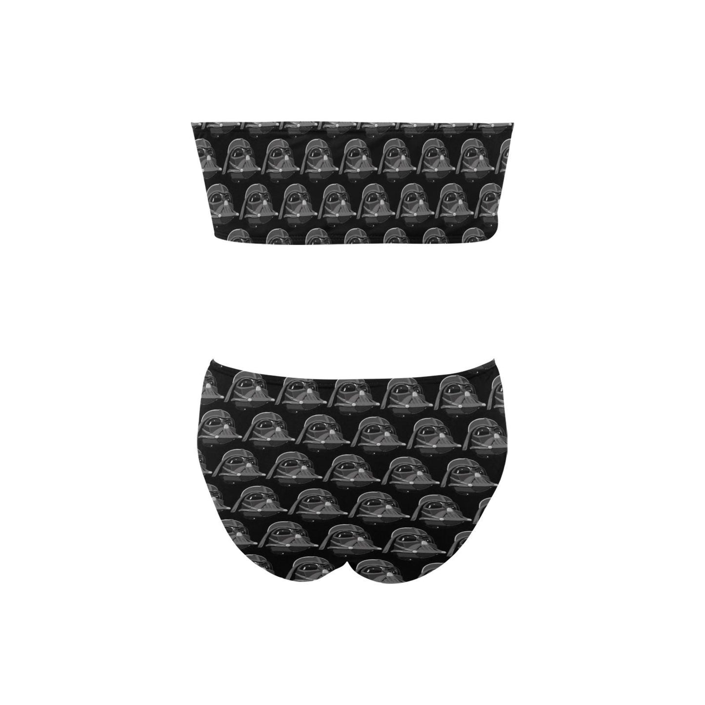 Vader Helmet Print Strapless 2 Piece Chest Wrap Bikini Swimsuit - Star Wars Darth Vader Inspired Swimwear - High Waist - XS - 5XL - Black