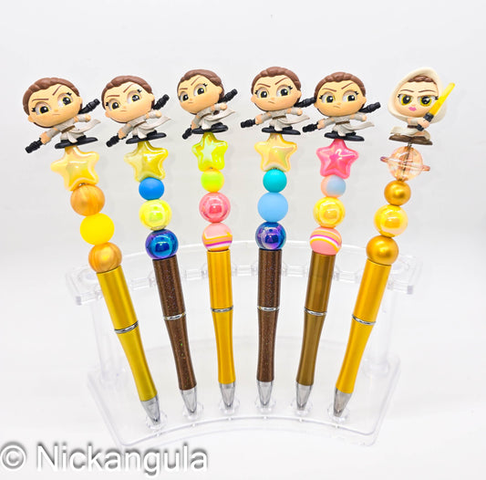 Rey Beaded Ballpoint Pens - Star Wars Inspired Character Beadable Ballpoint Pens - Silicone and Acrylic Beads, Plastic Pen