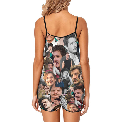 Pedro Pascal Women's Spaghetti Strap Tank Top and Shorts Pajama Loungewear Set - Sleepwear PJ's Lounge Sleep - Celeb Crush Inspired Pajamas