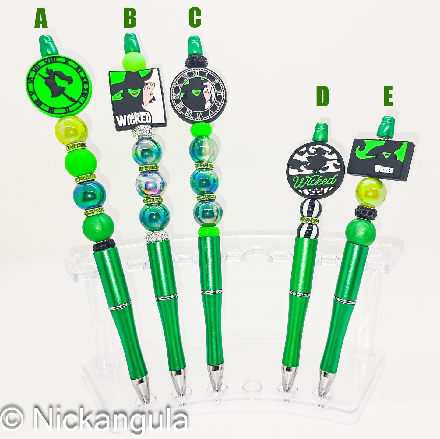 Wicked Beaded Ballpoint Pens - Oz Inspired Beadable Pens - Silicone Beads and Plastic Pen - Elphaba & Glinda - Stocking Stuffer Gift