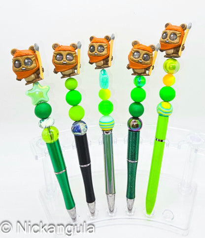 Ewok Wicket W. Warrick Beaded Ballpoint Pens - Star Wars Inspired Character Beadable Ballpoint Pens - Silicone and Acrylic Beads Plastic Pen
