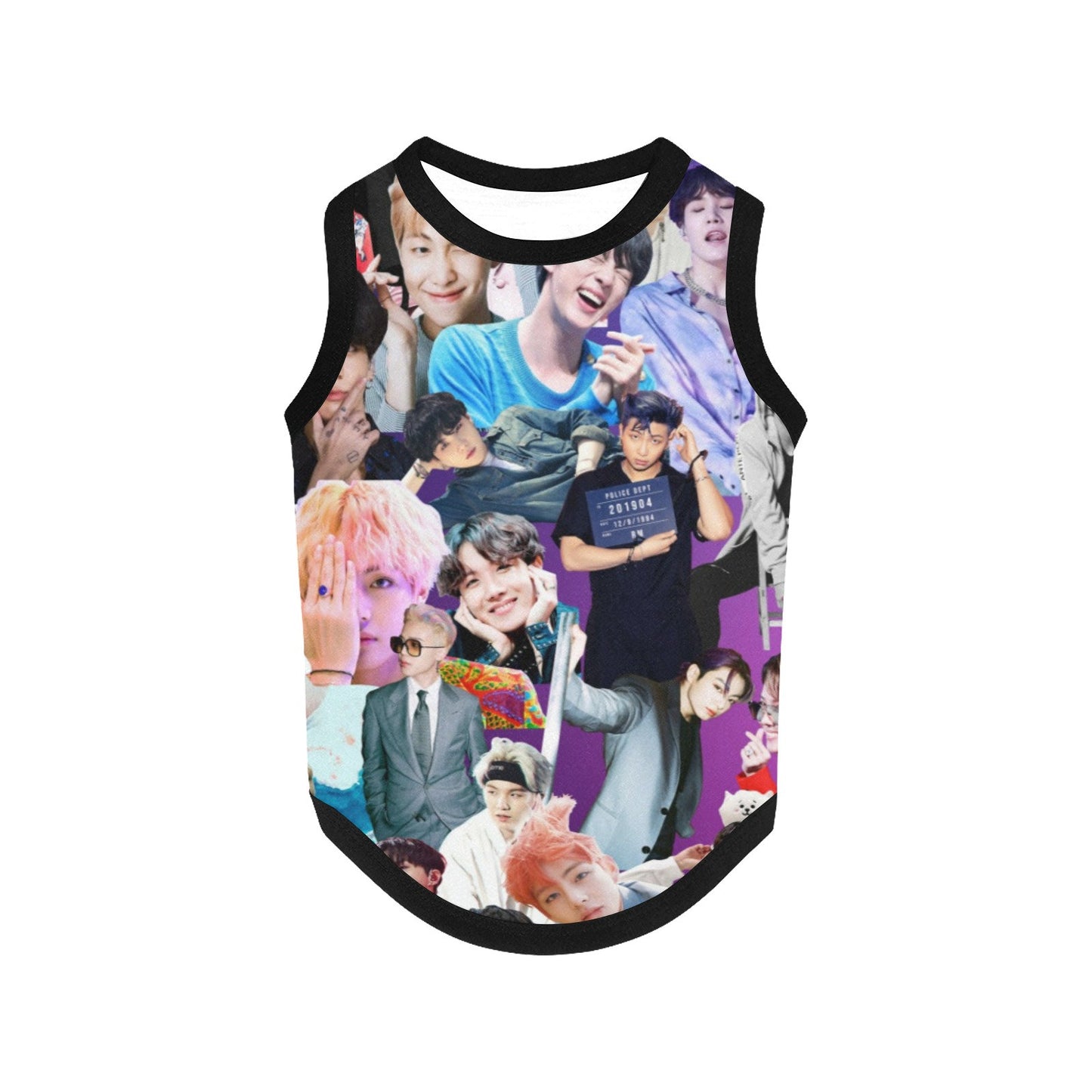 BTS Collage Print Pet Tank Top - K-Pop Dog Cat Shirt -  Apparel - New Puppy Gift - Pet Fashion - Jin Jimin JHope Jung Kook RM V Suga
