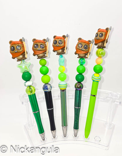Ewok Wicket W. Warrick Beaded Ballpoint Pens - Star Wars Inspired Character Beadable Ballpoint Pens - Silicone and Acrylic Beads Plastic Pen