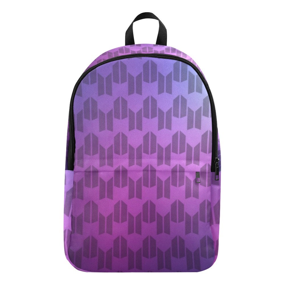 Personalized Option BTS & ARMY Logos Fabric Backpack - K-Pop Inspired School Accessories - Add Name or Text - Bangtan - Purple - BTS Bag