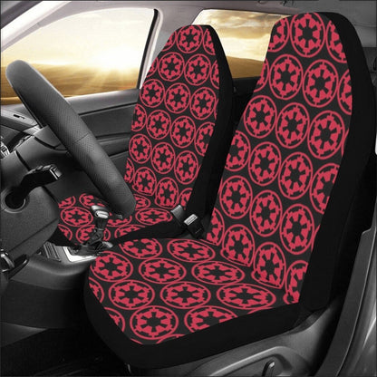 Small Red Imperial Cogs on Black 2 Piece Car Seat Cover Set - Star Wars Inspired Car Accessories- 501st - Geek Life - Washable