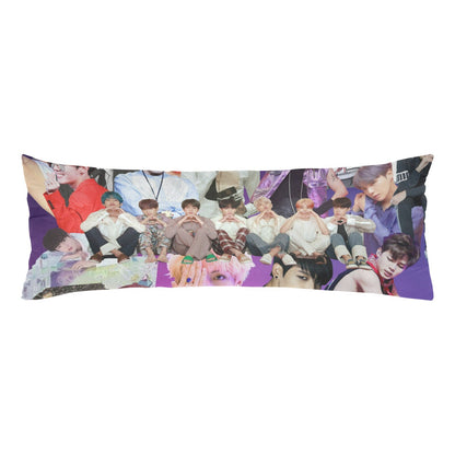 Two Sided Design BTS Collage 54" x 20" Zippered Body Pillow Case - Bedroom Home Decor - Cover Only - Jin Jimin JHOPE Jungkook RM V Suga