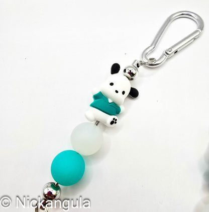 Pompompurin or Pochacco Dogs Beaded Keychains on Carabiner - Cute Purse Decoration - Stocking Stuffer Gift Idea - Keyring - Sanrio Inspired Bag Charm