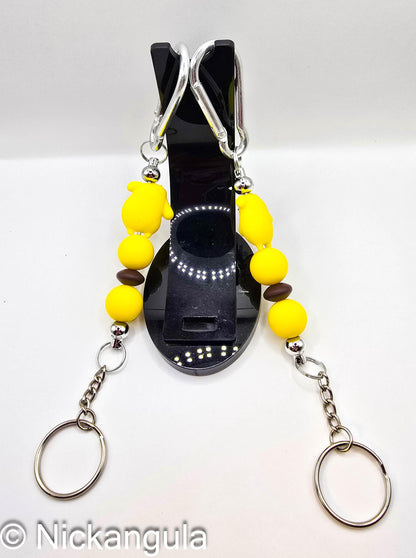 Pompompurin or Pochacco Dogs Beaded Keychains on Carabiner - Cute Purse Decoration - Stocking Stuffer Gift Idea - Keyring - Sanrio Inspired Bag Charm