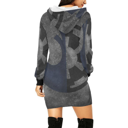 Galactic Duality Allover Print Women's Pullover Hoodie Dress- Star Wars Inspired Hooded Sweatshirt -Empire Rebellion - Imperial Rebel