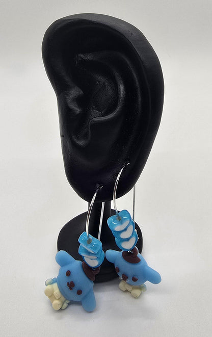 Cute Puppy Dog Silicone Charms on Stainless Steel Kidney-shaped Dangle Earring Hooks - Pompompurin Cute Beaded Drop Earrings