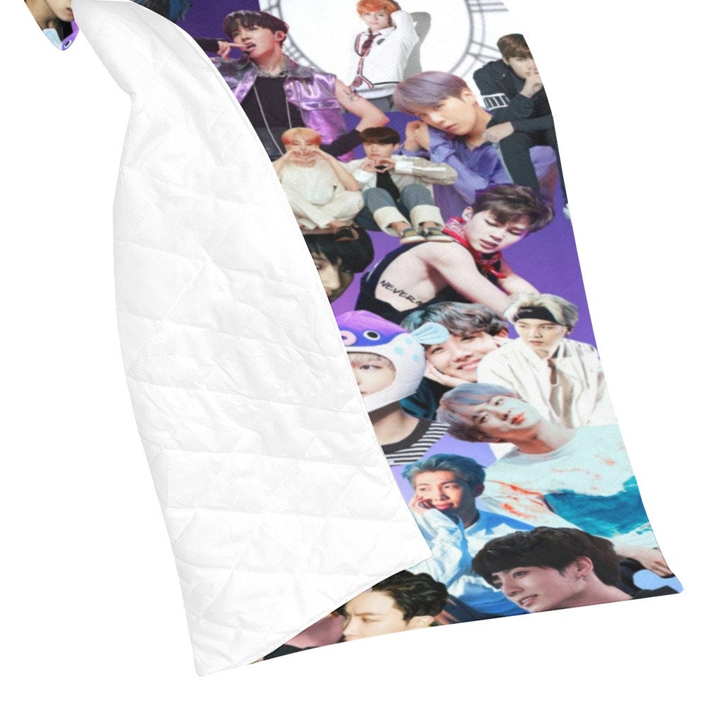 Multiple Sizes - BTS Collage Print Quilt - Bangtan Boys K-Pop Inspired Home Decor - Throw Blanket - Jin Jimin J-Hope V Suga RM JungKook